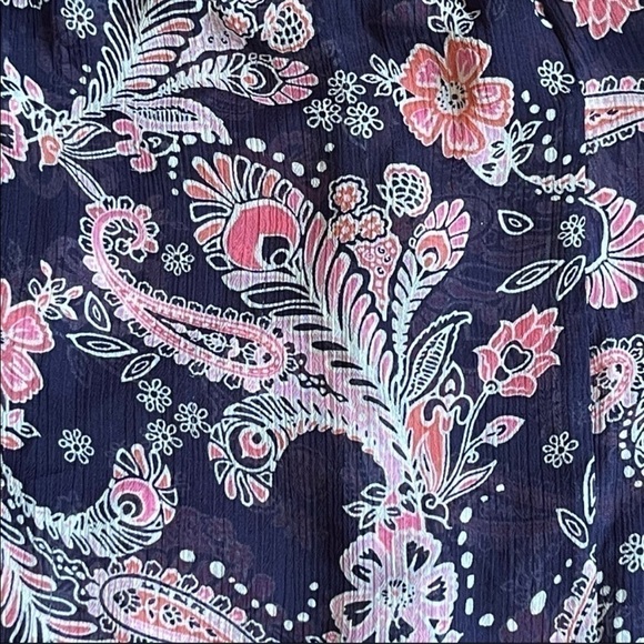 TORRID SHEER DARK BLUE W/ PINK PASILEY BABYDOLL TANK SIZE 0X NWT - Picture 4 of 8
